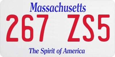 MA license plate 267ZS5