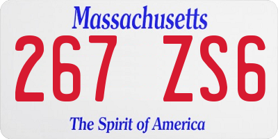 MA license plate 267ZS6