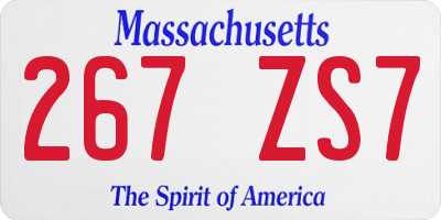 MA license plate 267ZS7