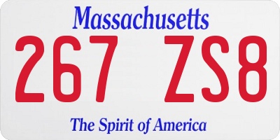 MA license plate 267ZS8
