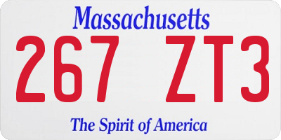 MA license plate 267ZT3