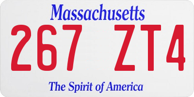 MA license plate 267ZT4