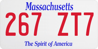 MA license plate 267ZT7