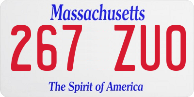 MA license plate 267ZU0