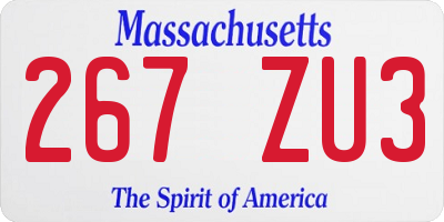 MA license plate 267ZU3