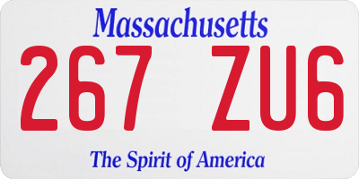 MA license plate 267ZU6