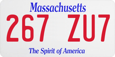 MA license plate 267ZU7