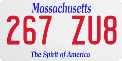 MA license plate 267ZU8