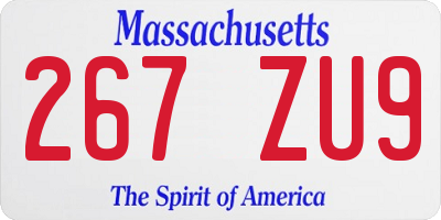 MA license plate 267ZU9