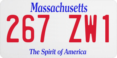 MA license plate 267ZW1