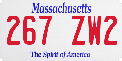 MA license plate 267ZW2