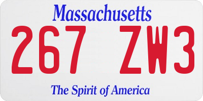 MA license plate 267ZW3