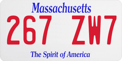 MA license plate 267ZW7