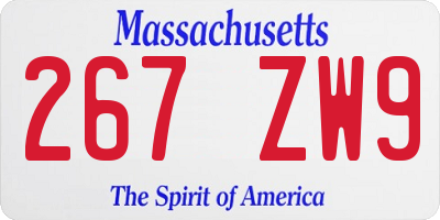 MA license plate 267ZW9
