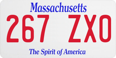 MA license plate 267ZX0