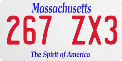 MA license plate 267ZX3
