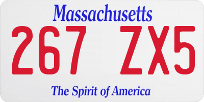 MA license plate 267ZX5