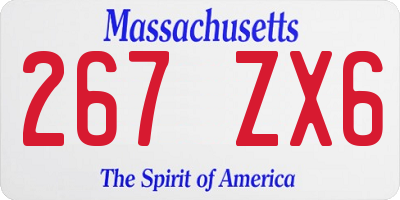 MA license plate 267ZX6