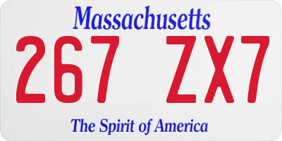 MA license plate 267ZX7