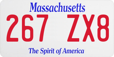 MA license plate 267ZX8
