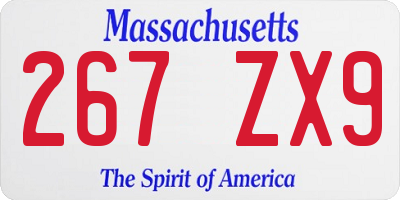 MA license plate 267ZX9