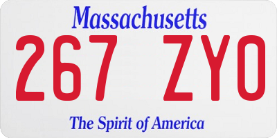 MA license plate 267ZY0