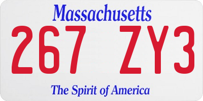 MA license plate 267ZY3