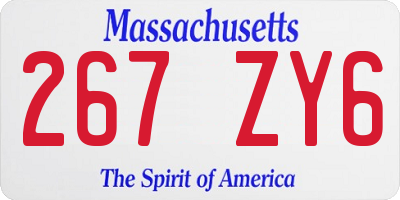 MA license plate 267ZY6