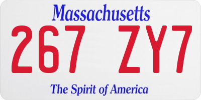 MA license plate 267ZY7