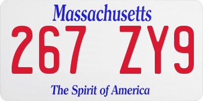 MA license plate 267ZY9