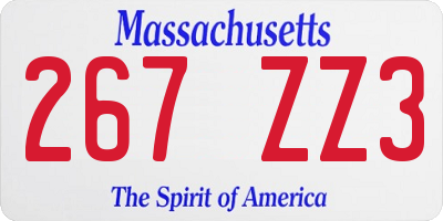 MA license plate 267ZZ3