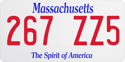 MA license plate 267ZZ5