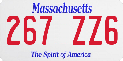 MA license plate 267ZZ6