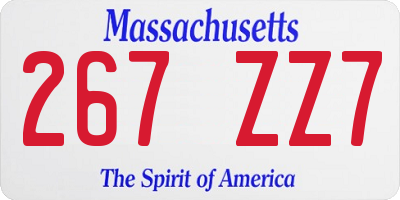 MA license plate 267ZZ7
