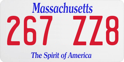 MA license plate 267ZZ8
