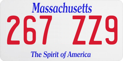MA license plate 267ZZ9