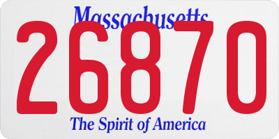 MA license plate 26870