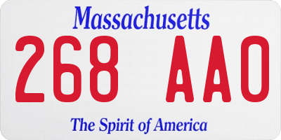 MA license plate 268AA0
