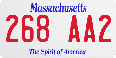 MA license plate 268AA2