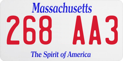 MA license plate 268AA3