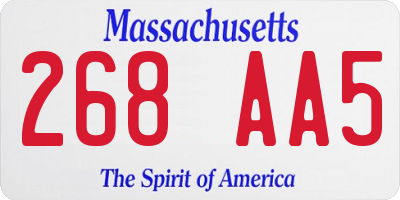 MA license plate 268AA5