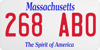 MA license plate 268AB0