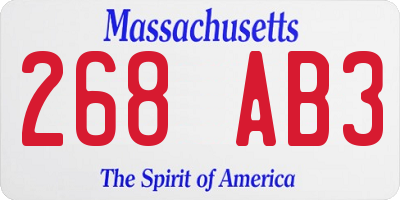 MA license plate 268AB3