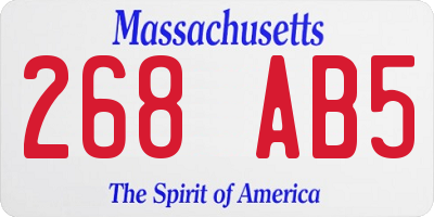 MA license plate 268AB5