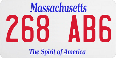 MA license plate 268AB6