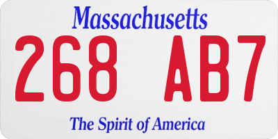 MA license plate 268AB7