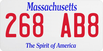 MA license plate 268AB8