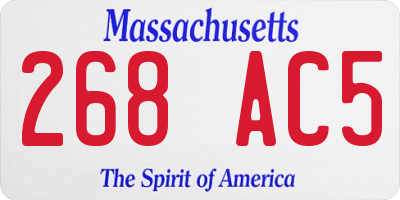 MA license plate 268AC5