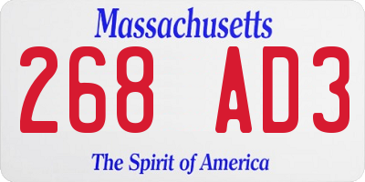 MA license plate 268AD3