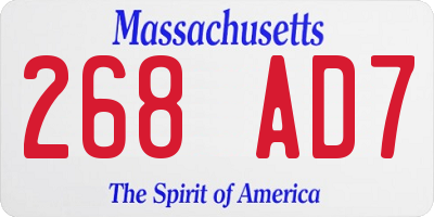 MA license plate 268AD7